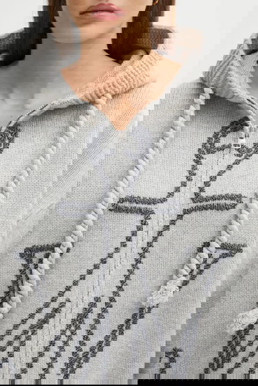 Sweater JW Anderson JW Anderson Anchor Embroidery Zipped Cardigan Grå | KW1499.YN0412, 3