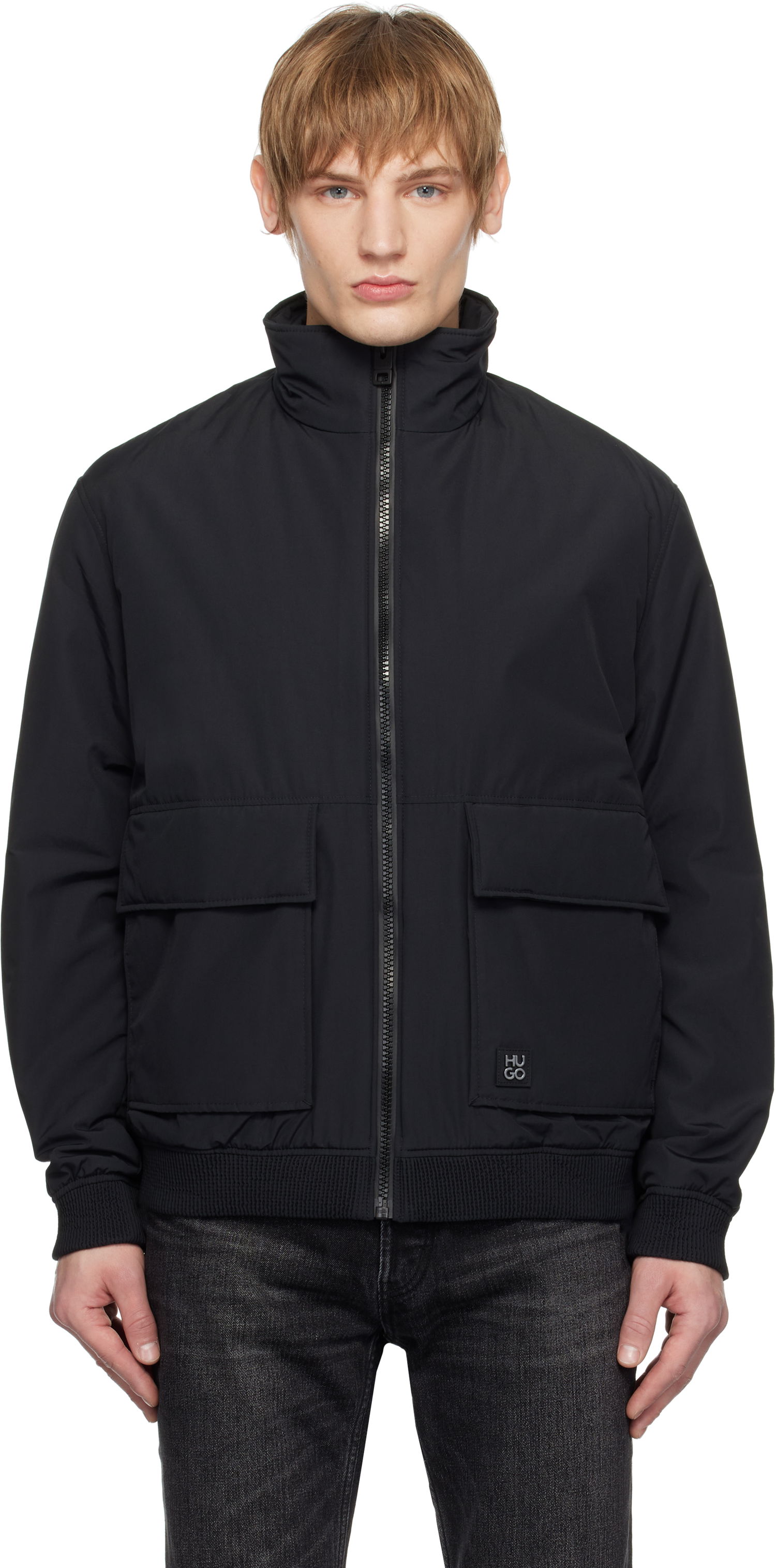 Bomberjakke BOSS Water-Repellent Bomber Jacket Sort | 50530766, 0