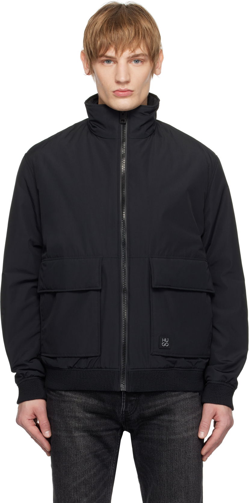 Bomberjakke BOSS Water-Repellent Bomber Jacket Sort | 50530766