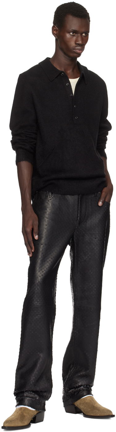 Jeans Helmut Lang Helmut Lang Hole-Punched Worker Leather Pants Sort | O06HM210, 3