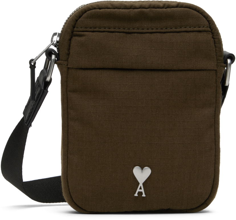 Skuldertaske AMI AMI Small Ami de Coeur Canvas Crossbody Bag Grøn | ULL011.AW0074