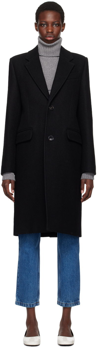 Frakker AMI Paris Black Two-Button Coat Sort | FCO010.WV0049