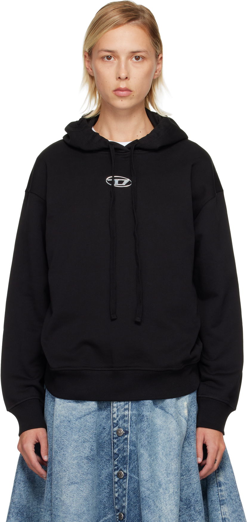 Sweatshirt Diesel Pullover Drawstring Hoodie Sort | A19448 0BMBJ