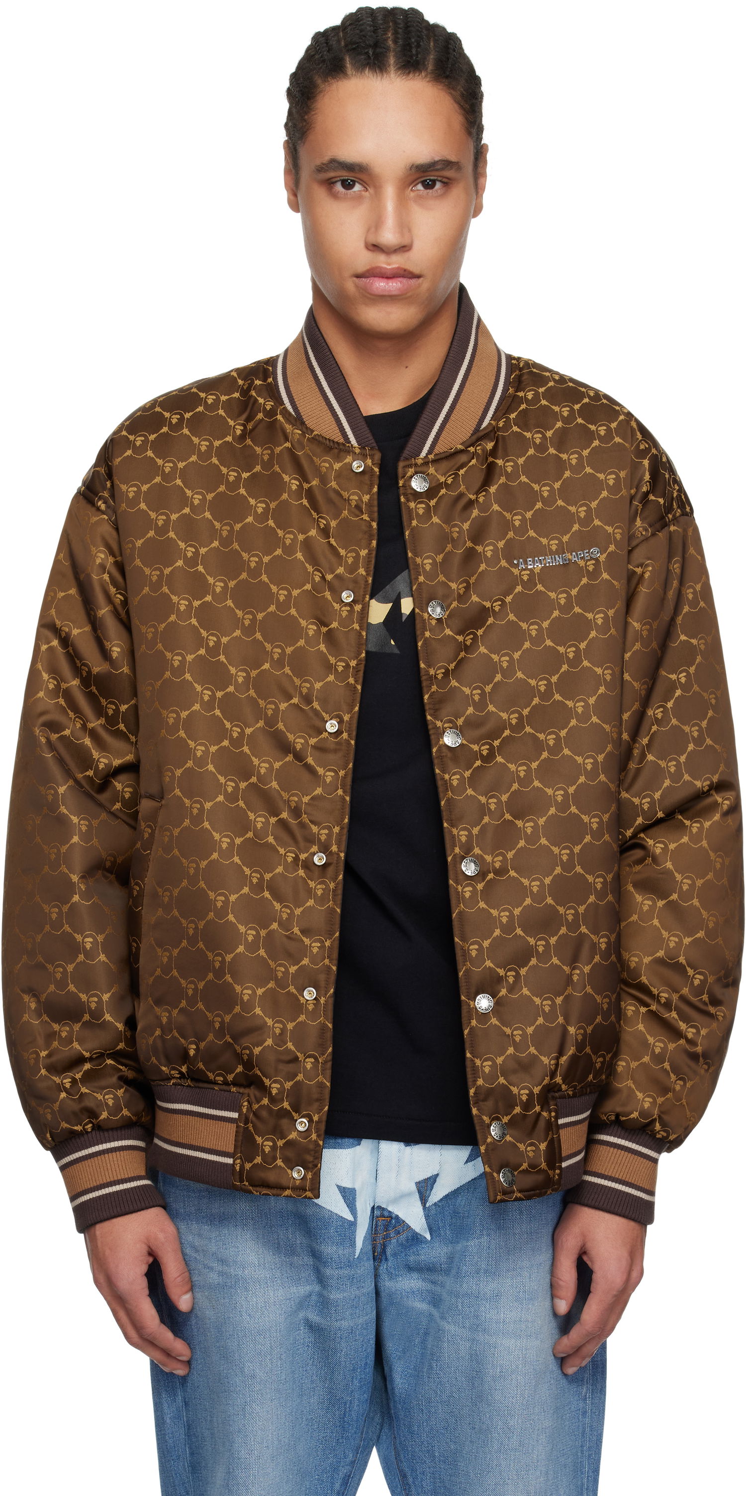 Bomberjakke BAPE BAPE ABC Camo Jacquard Reversible Bomber Jacket Brun | 001HJL301301M, 0