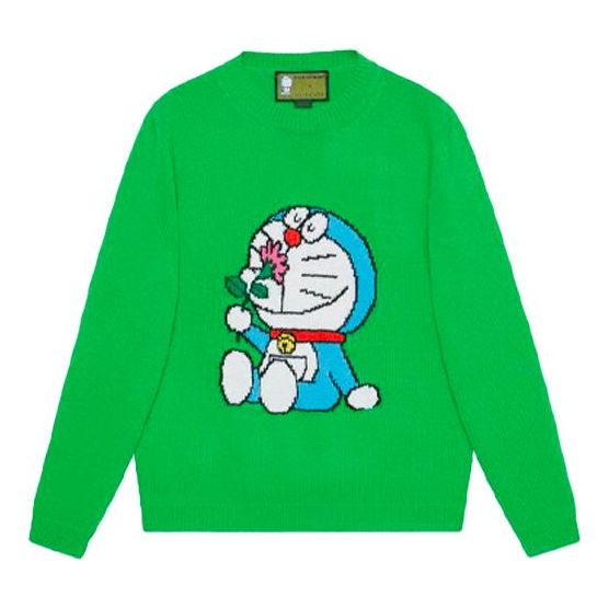 Sweater Gucci Gucci x Doraemon Wool Crewneck Sweater Grøn | 655654-XKBVZ-3319