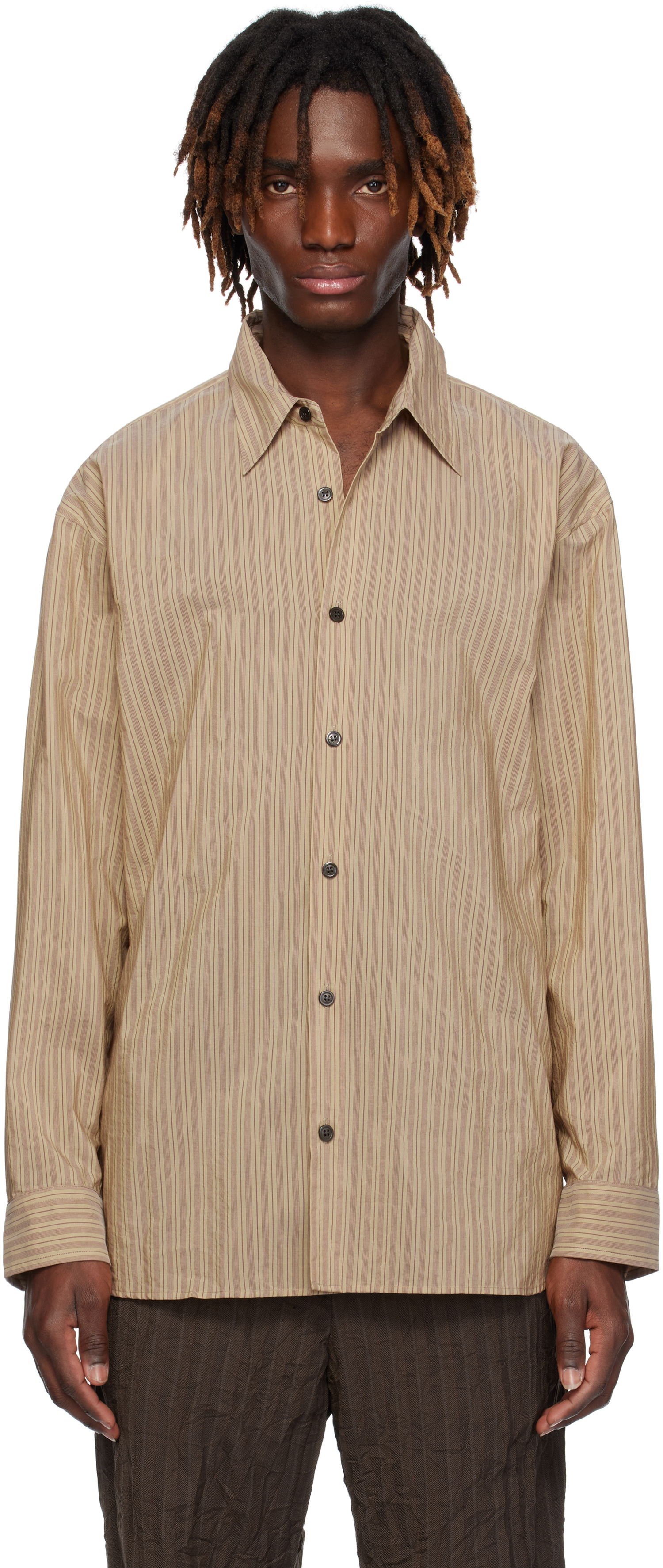 Skjorte Dries Van Noten Dries Van Noten Loose Cotton Shirt Beige | 251-020732-1524, 0