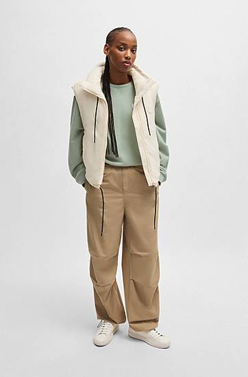 Cargo bukser BOSS Baggy Parachute Cotton Canvas Trousers Beige | 50527950, 1