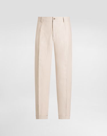 Bukser Dolce & Gabbana Dolce & Gabbana Linen Pants with Turn-Ups Beige | GP11XTFU4MCM0722, 0