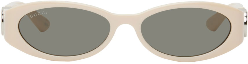 Solbriller Gucci Off-White Oval Sunglasses Beige | GG1660S, 0