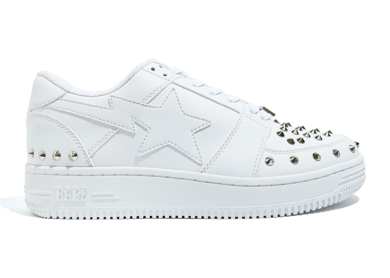 Sneakers og sko BAPE Bape Sta Low 20th Anniversary "White Silver Studded" Hvid | 1G80-191-015-WHT, 0