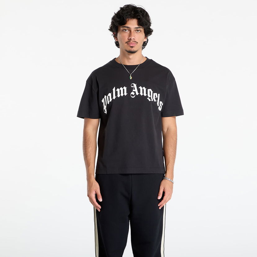 T-shirt Palm Angels Palm Angels Curved Logo Regular T-Shirt Sort | PMAA109F25JER0031003