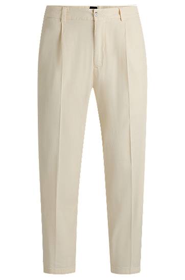 Bukser BOSS Tapered-Fit Stretch Twill Trousers Beige | 50538059, 0