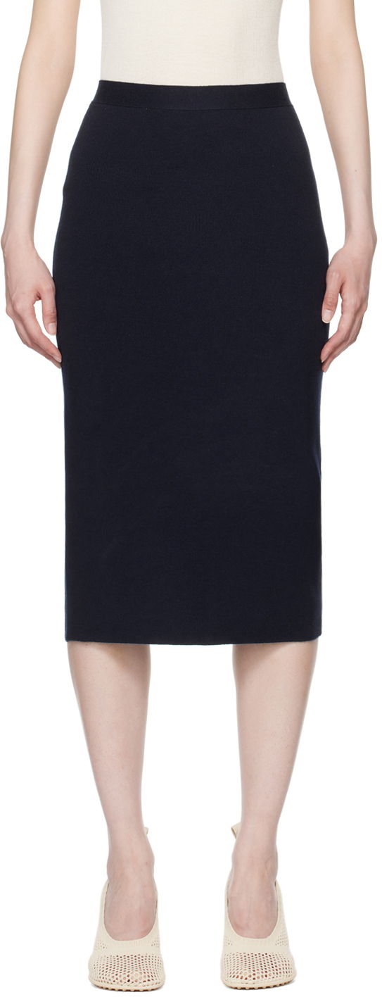 Nederdel Bottega Veneta Midi Skirt Mørkeblå | 793813 V4BL0