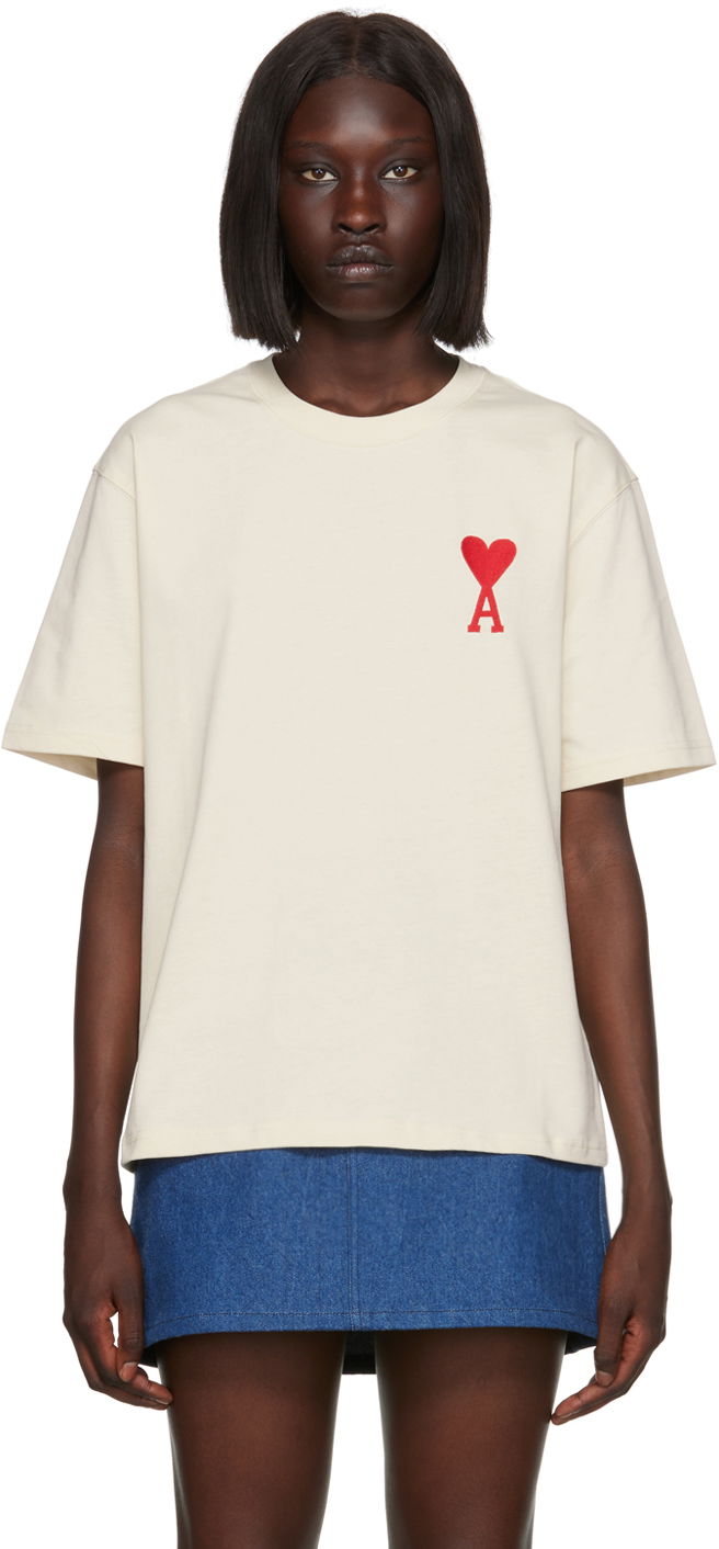 T-shirt AMI SSENSE x T-Shirt Beige | SPEUTS022.726, 0