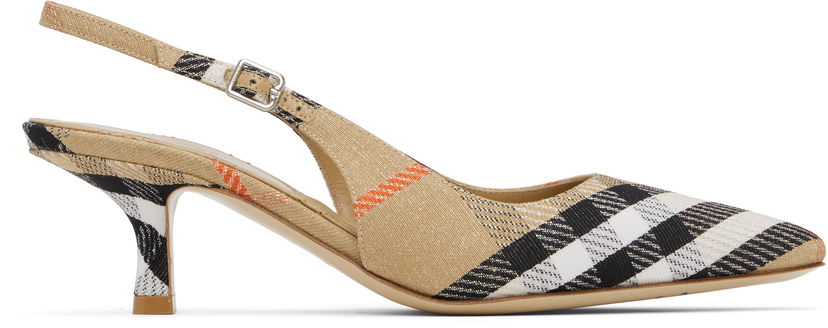 Sneakers og sko Burberry Burberry Birdie Check Slingback Pumps Beige | 8106171