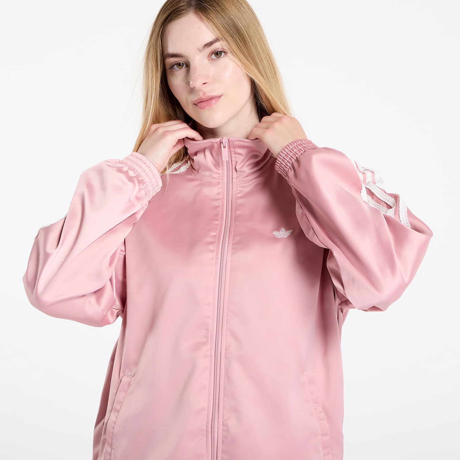 Jakke adidas Originals adidas Originals Satin Firebird Track Top Ruffle Lyserød | KC8812, 1
