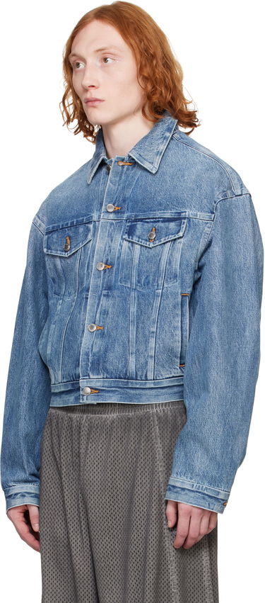Jakke Alexander Wang Alexander Wang Rounded Trucker Denim Jacket with Faux Fur Collar Blå | 6WC1252066, 3