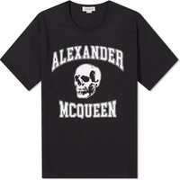 T-shirt Alexander McQueen Varsity Skull Logo T-Shirt Sort | 759442QTAAW-0520, 1