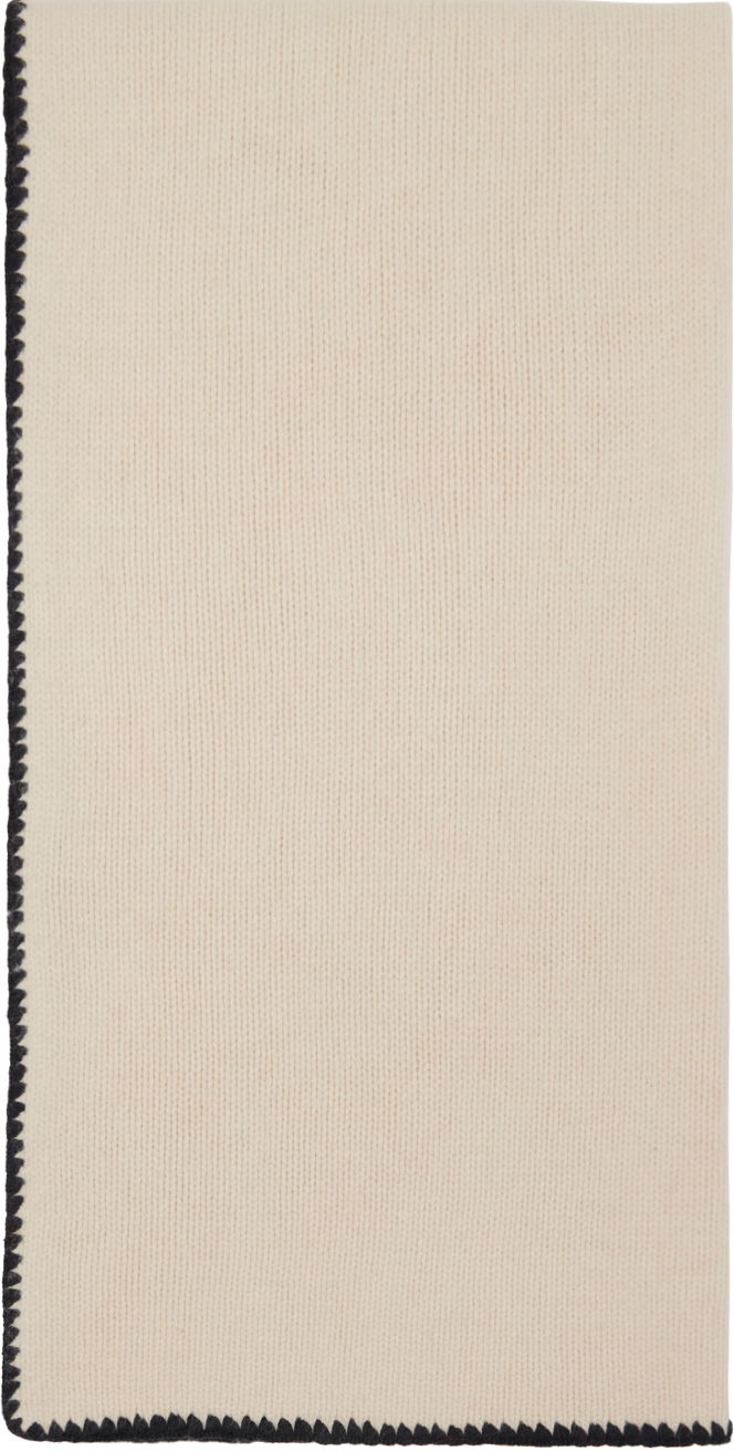 Tørklæde TOTEME TOTEME Embroidered Wool Cashmere Scarf Beige | 241-WSC1233-YA0004