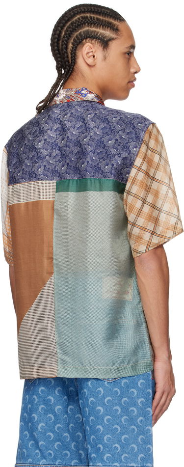 Skjorte Marine Serre Marine Serre Regenerated Silk Patchwork Bowling Shirt Flerfarvet | USI025A UWOV0028, 2