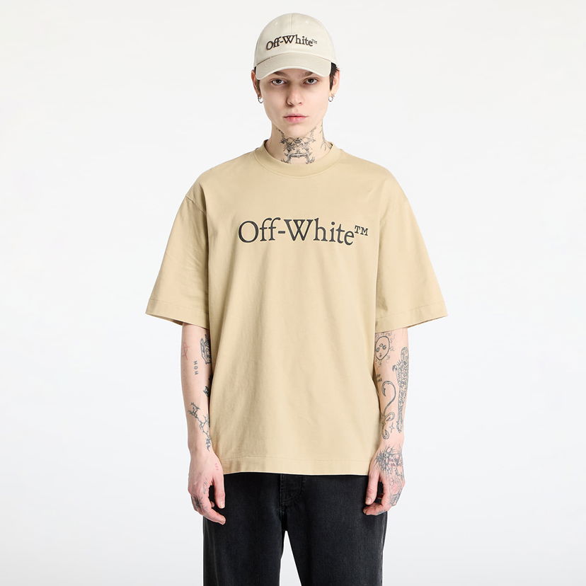 T-shirt Off-White Off-White Big Bookish Skate Short Sleeve T-Shirt Beige | OMAA120S25JER00K6110