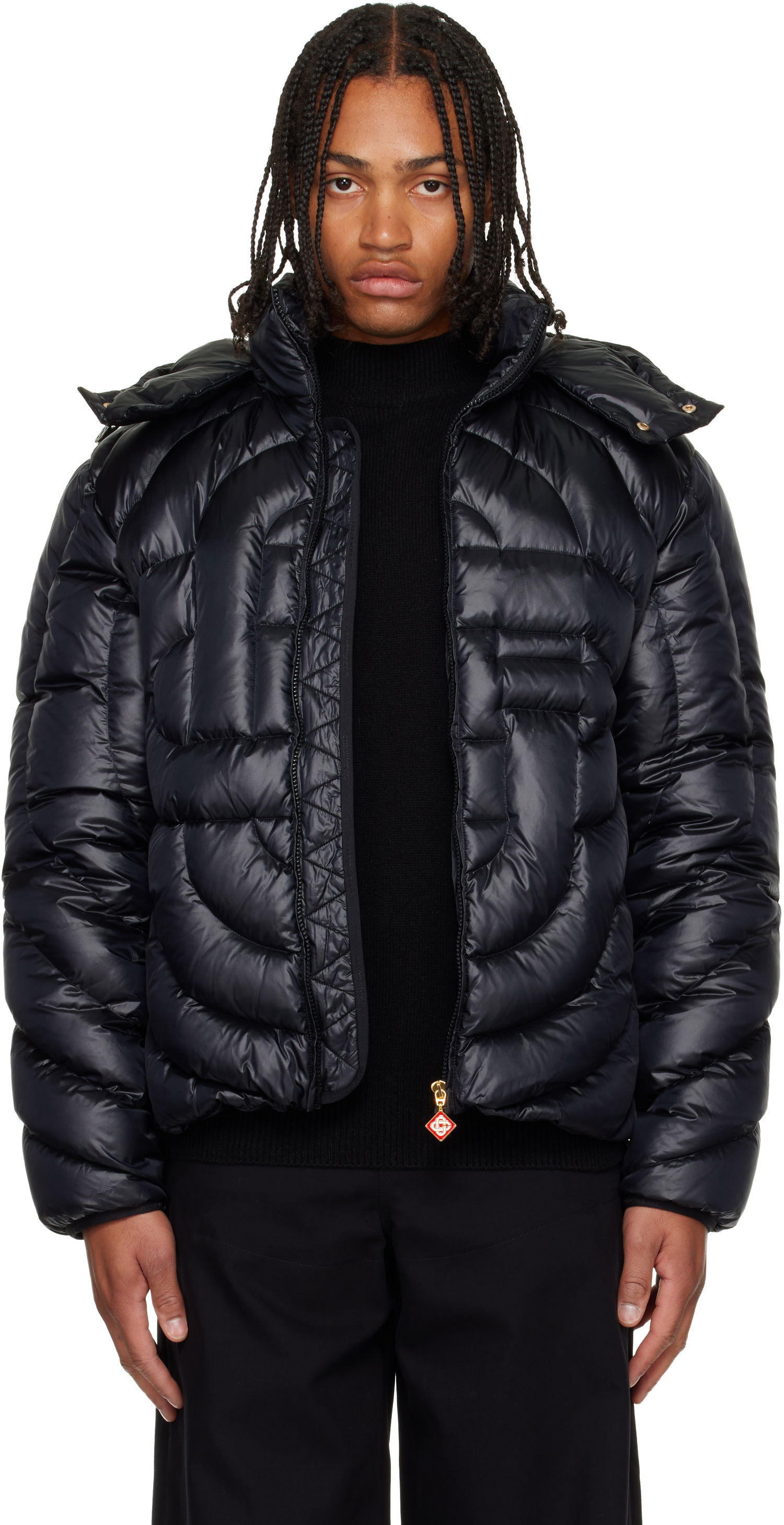 Puffer jakke Casablanca Monogram Quilted Nylon Down Puffer Jacket Sort | M-AW25-OT-140-01, 0