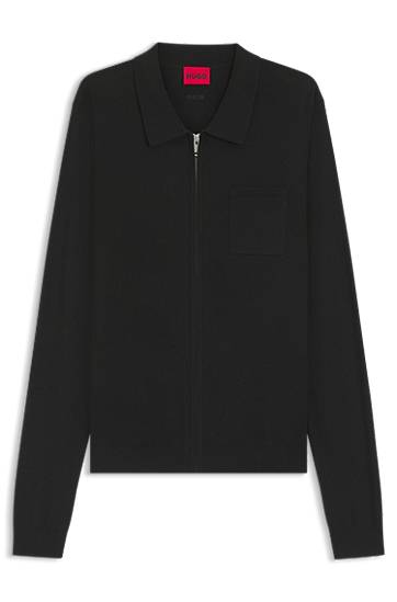 Jakke BOSS Regular-Fit Knit Zip-Front Jacket Sort | 50543769