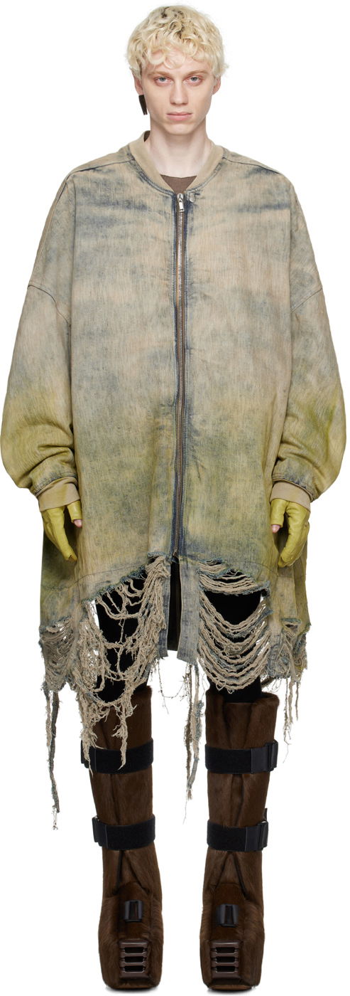 Jakke Rick Owens Jumbo Peter Flight Down Denim Jacket Grå | RR02C7717 HDADF1, 0