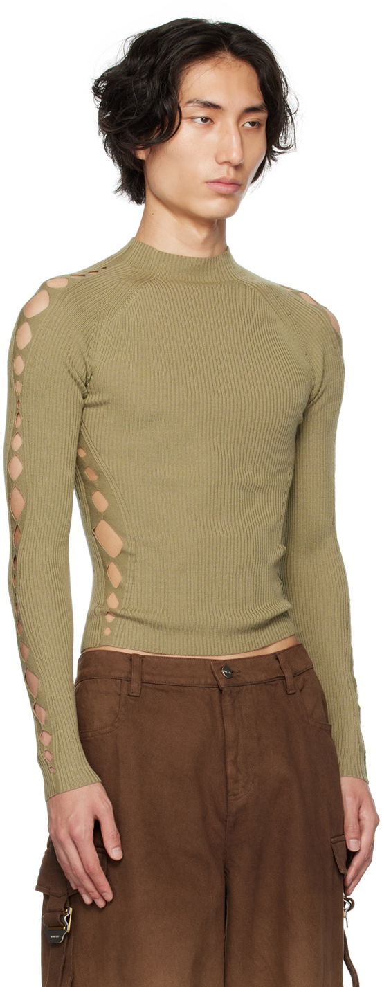 T-shirt Dion Lee Cutout Detail Knit Top Grøn | A7725P23, 1