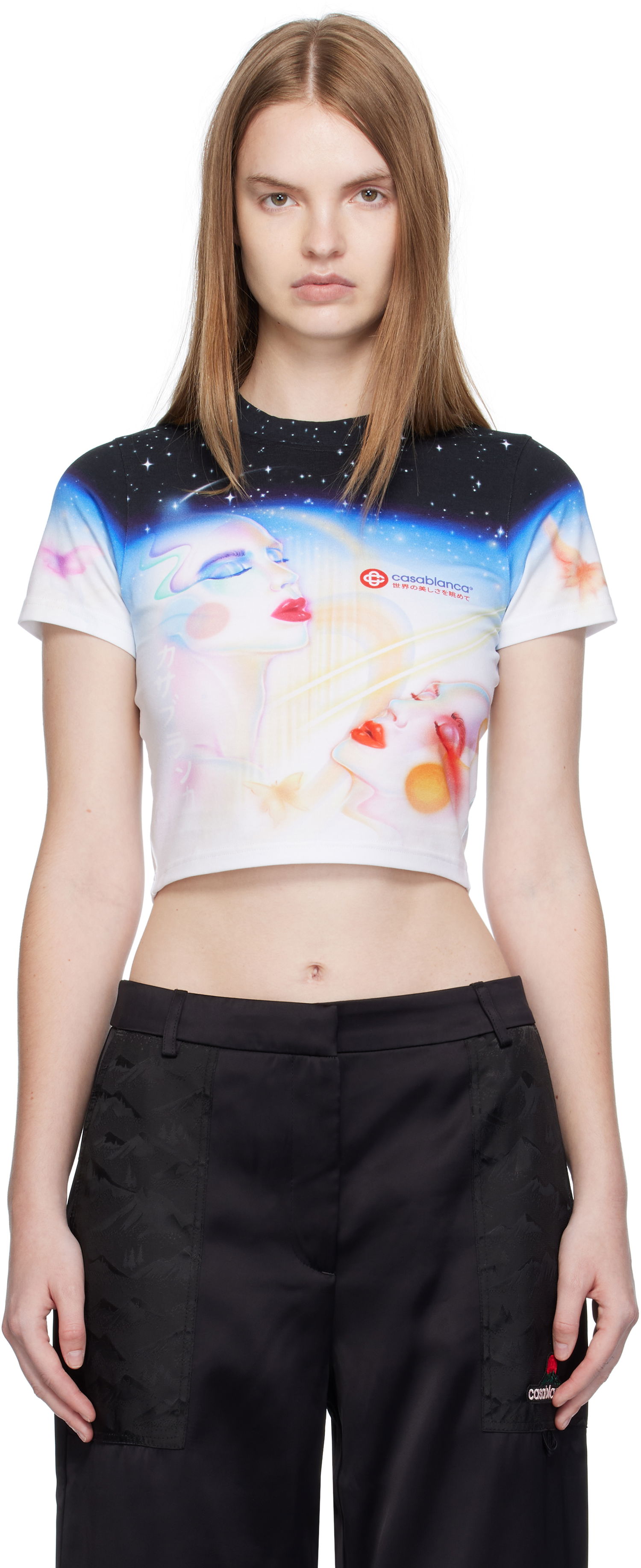 Crop top Casablanca Casablanca Galactic Connection Cropped T-Shirt Flerfarvet | WPF25-JTS-009-01, 0