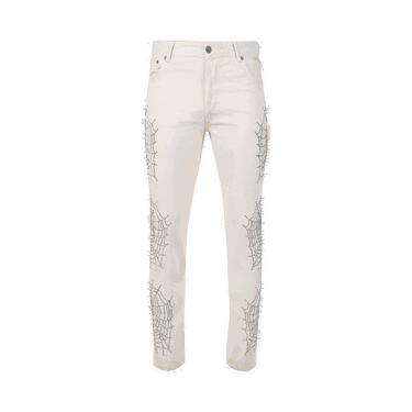 Jeans Palm Angels Spider Regular 5 Pockets Pants Hvid | PMYA012F22DEN0080372, 0