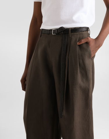 Bukser Dolce & Gabbana Dolce & Gabbana Linen Turned-Up Cuff Pants Brun | GP114TFU4MCM3977, 3