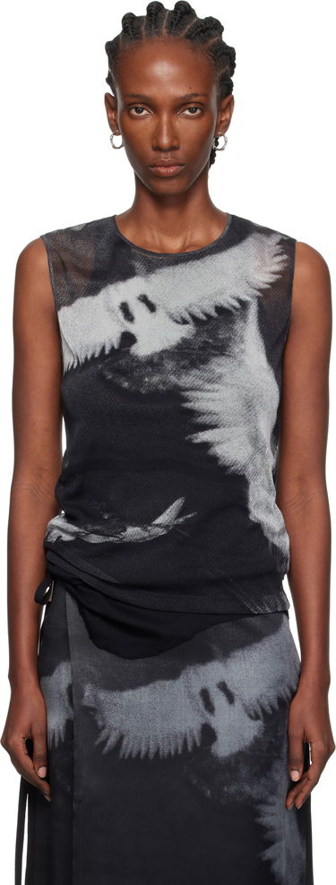 Tanktop Ann Demeulemeester Ann Demeulemeester Doves Printed Tulle Tank Top Sort | 2520-W-JTO05-FA657-D0097, 0