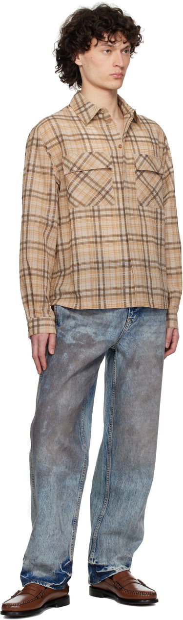 Skjorte Represent Clo Represent Sheer Flannel Shirt Beige | MLM2907, 3