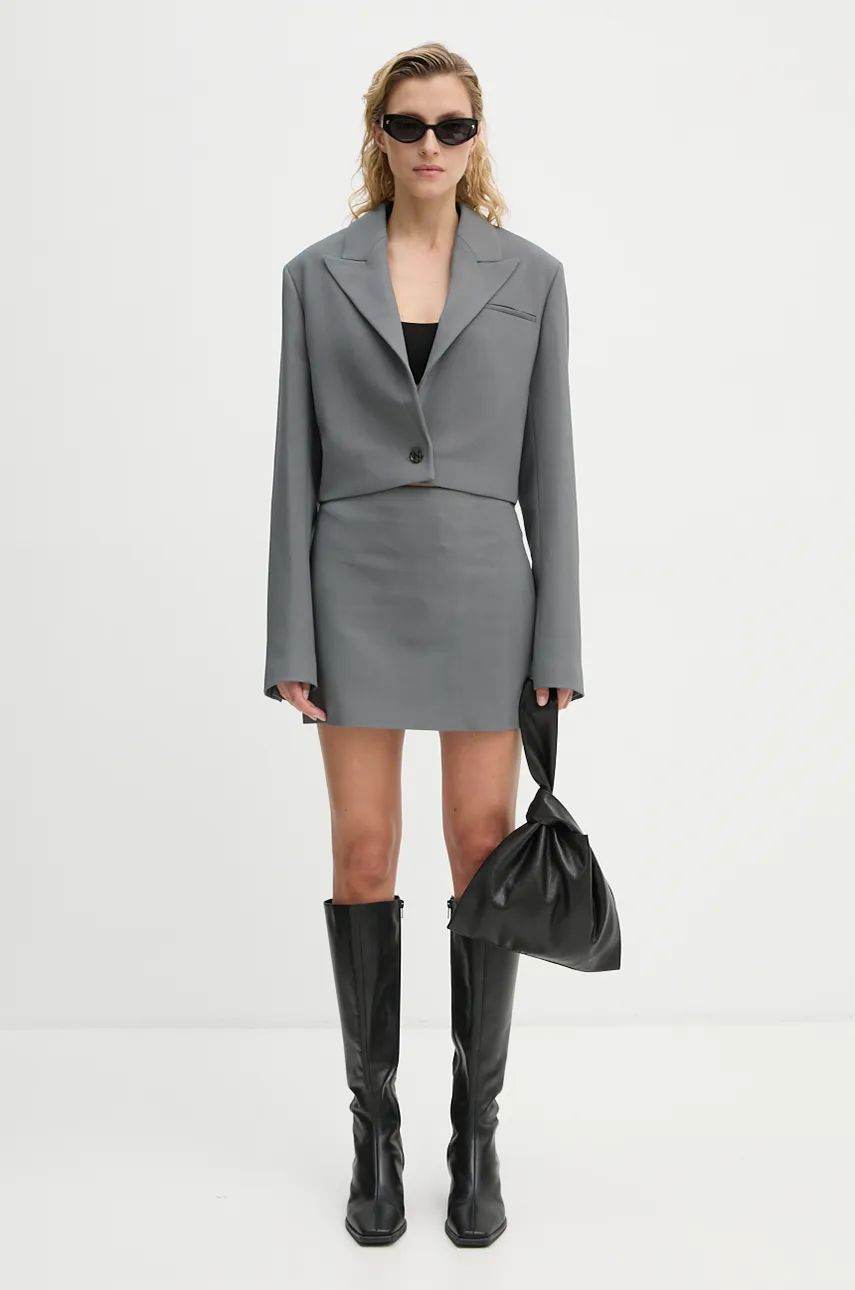 Jakke Nanushka Single-Button Cropped Blazer Grå | NW24PFSG18655, 1