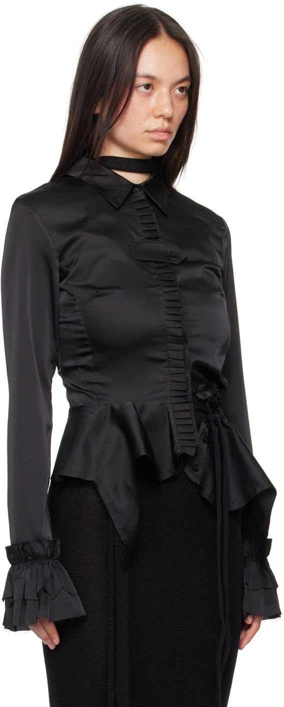 Skjorte Ottolinger Ottolinger Ruffled Satin Blouse Sort | 1110105921, 1