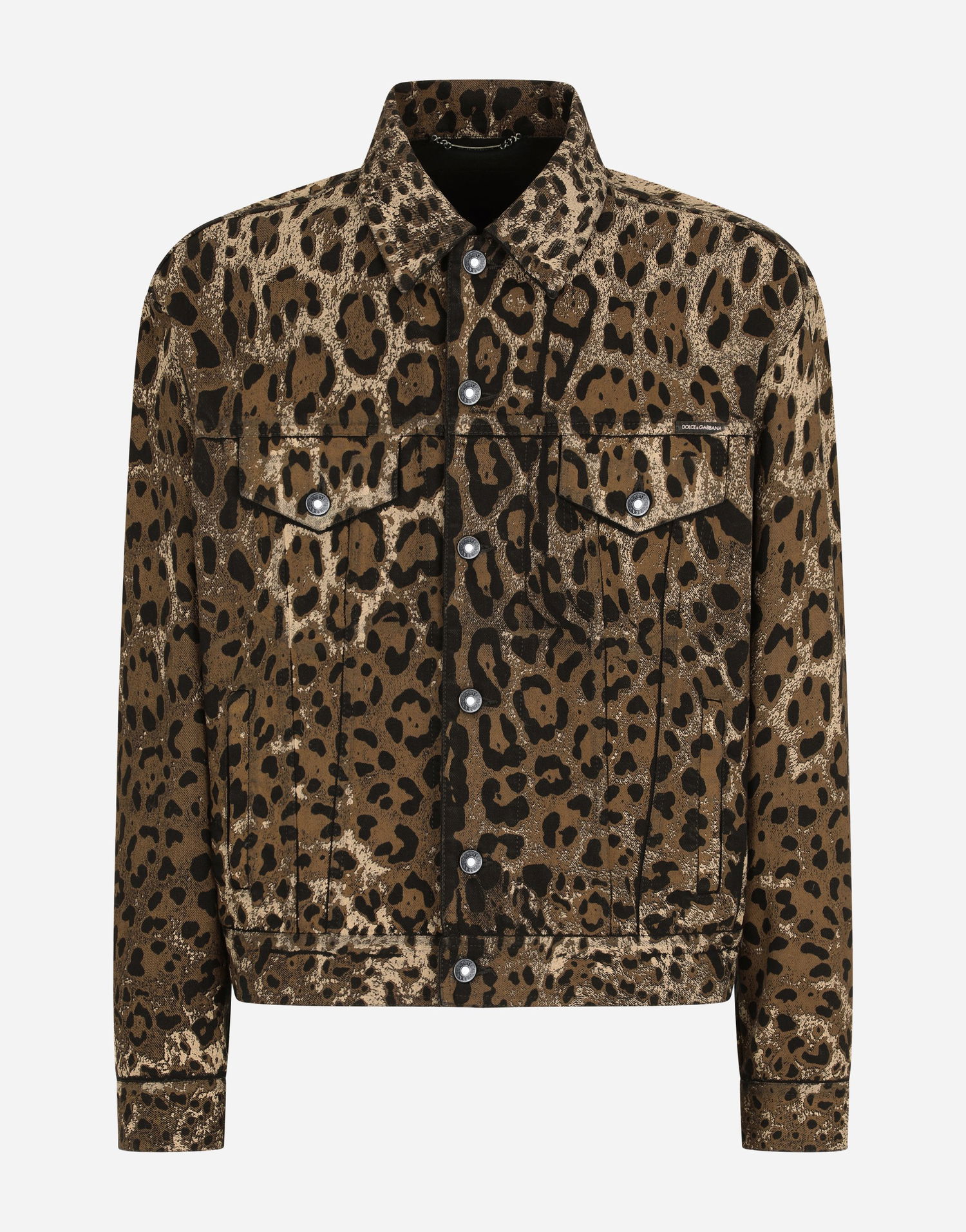 Jakke Dolce & Gabbana Dolce & Gabbana Leopard Print Denim Jacket Brun | G9UW6DG8EI1S9001, 0