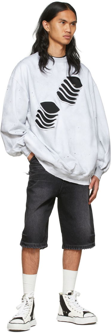 Sweatshirt We11done We11done Men's Distressed Graphic Sweatshirt Hvid | WD-TS1-22-713-U-WH, 3
