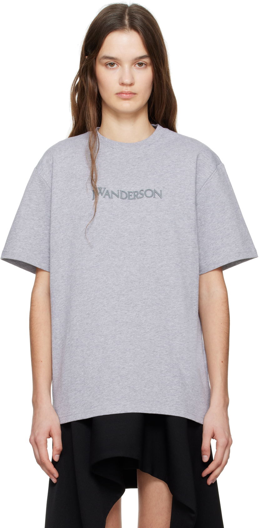T-shirt JW Anderson JW Anderson Flocked Logo T-Shirt Grå | JT0282-PG1510