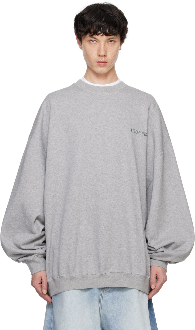 Sweatshirt VETEMENTS Embroidered Logo Oversized Sweatshirt Grå | UA66CW640G