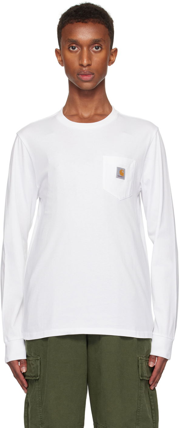 T-shirt Carhartt WIP Long Sleeve Pocket T-Shirt Hvid | I030437