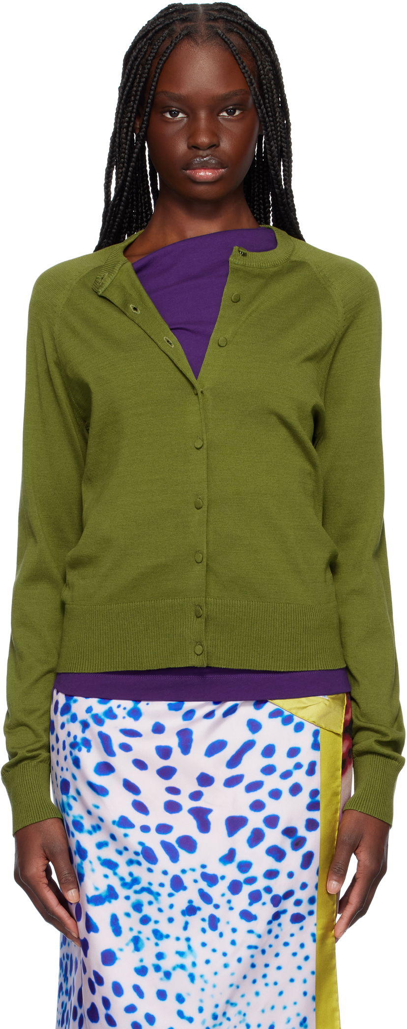Sweater Dries Van Noten Dries Van Noten Cotton Knit Cardigan Grøn | 251-011207-1702