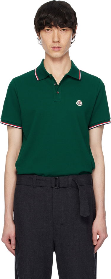 Polo skjorte Moncler Moncler Cotton Piquet Polo Shirt with Tricolor Trim Grøn | K10918A7030084556, 0