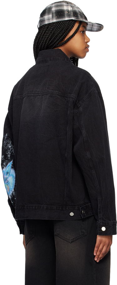 Jakke We11done Graphic Print Denim Jacket Sort | WD-DJ1-23-317-U-BK, 2