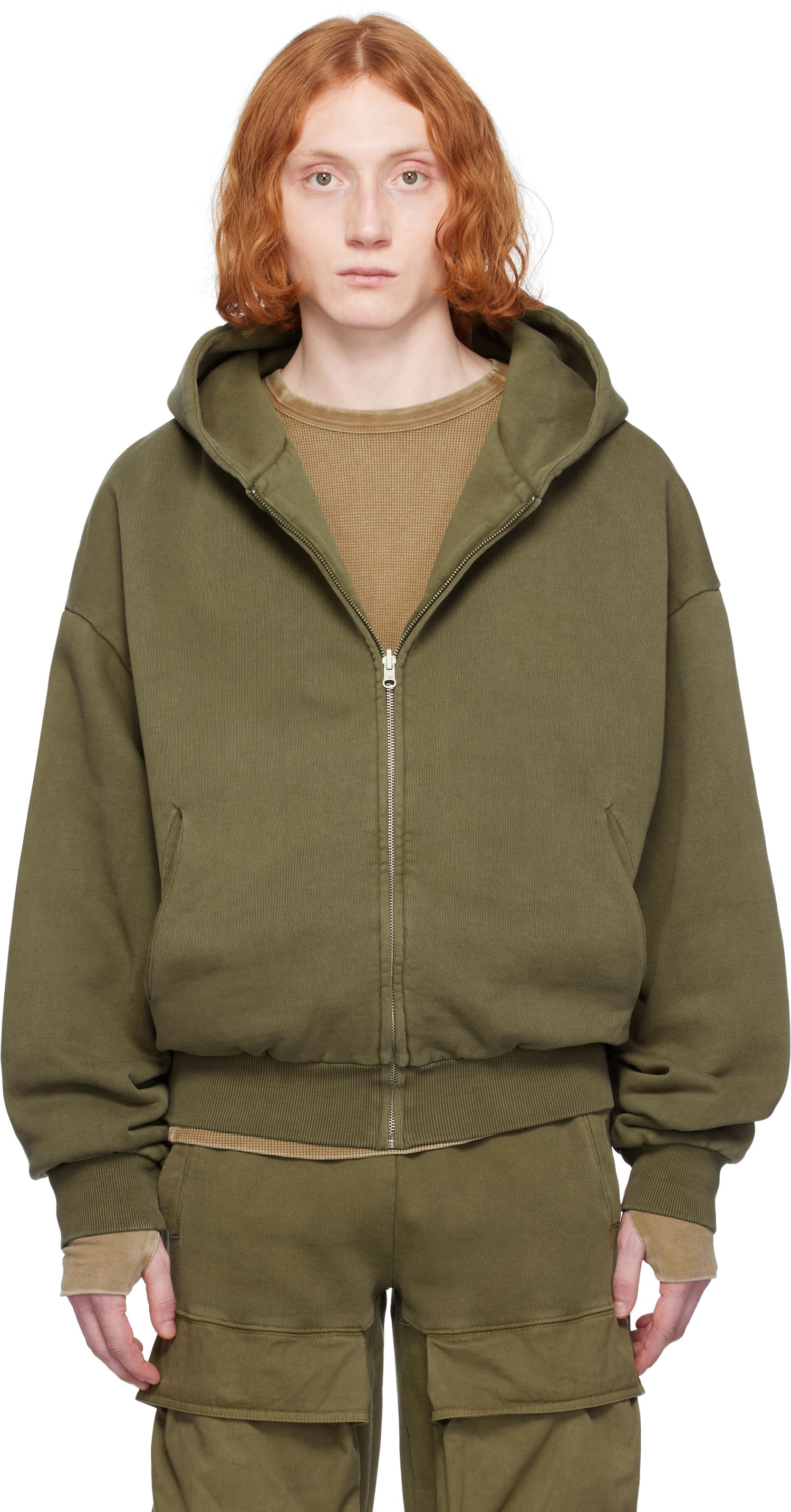Sweatshirt Entire Studios Entire Studios Thermal Zip-Up Hoodie Grøn | ES2488MI, 0
