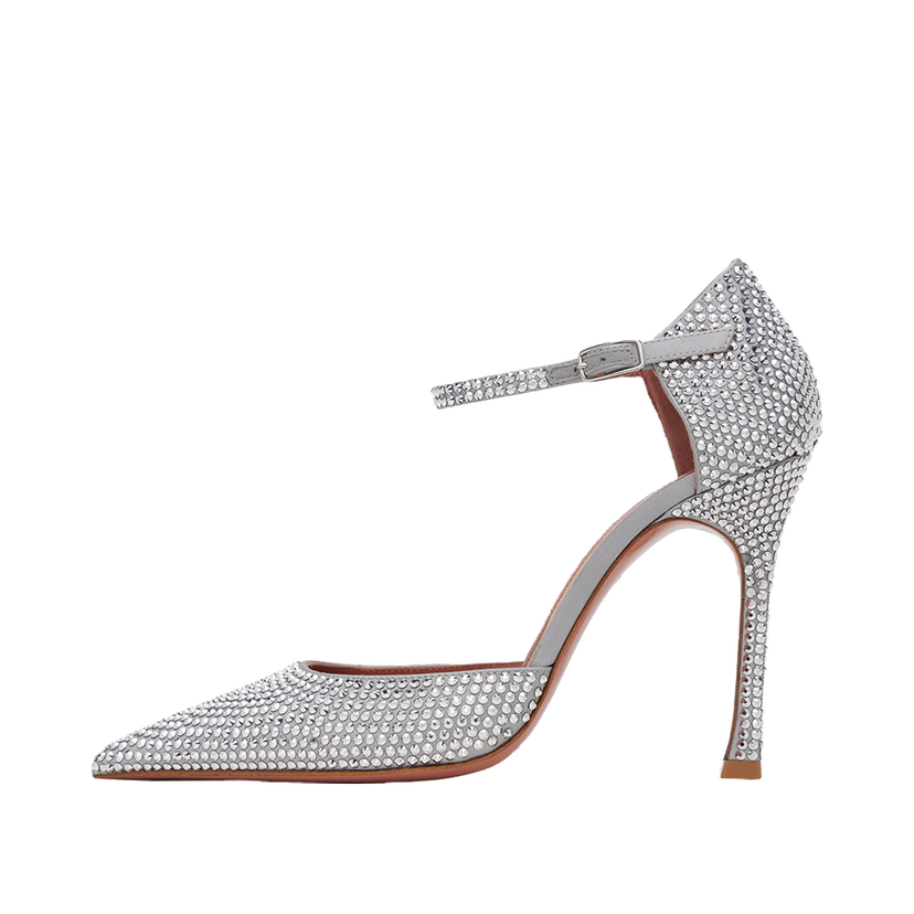 Sneakers og sko Amina Muaddi Crystal Embellished Slingback Pumps Grå | VITTORIA PUMP SR SATIN