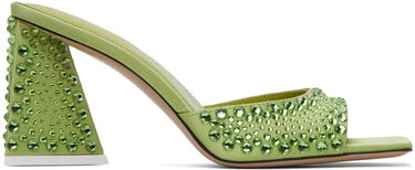 Tilbehør The Attico Attico Mini Devon Crystal-Embellished Satin Mules Grøn | 241WS772 V015T, 0