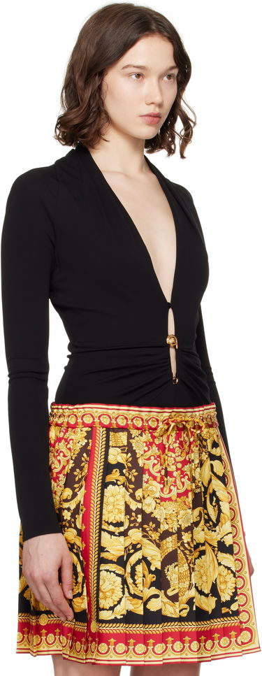 Tøj Versace Versace Safety Pin Draped Fitted Bodysuit Sort | 1021018_1A14475, 1
