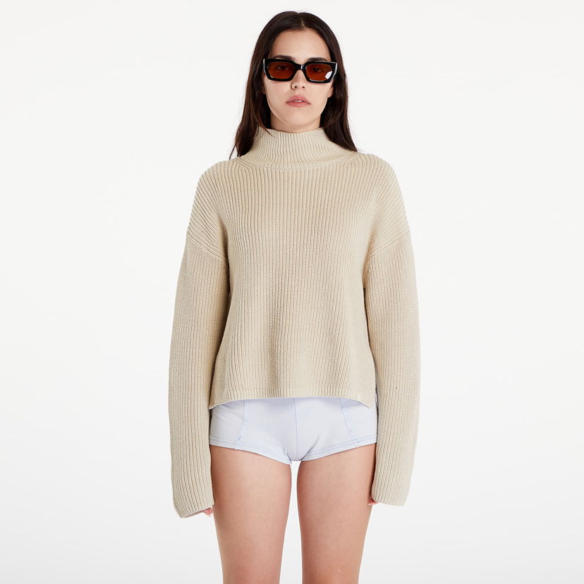 Jeans CALVIN KLEIN Chunky Loose High Neck Sweater Pelican Beige | J20J224227 PD7
