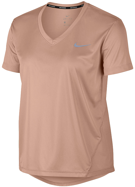 T-shirt Nike Miler Dri-FIT Short Sleeve V-Neck Running T-Shirt with Mesh Panels Beige | at6756-605